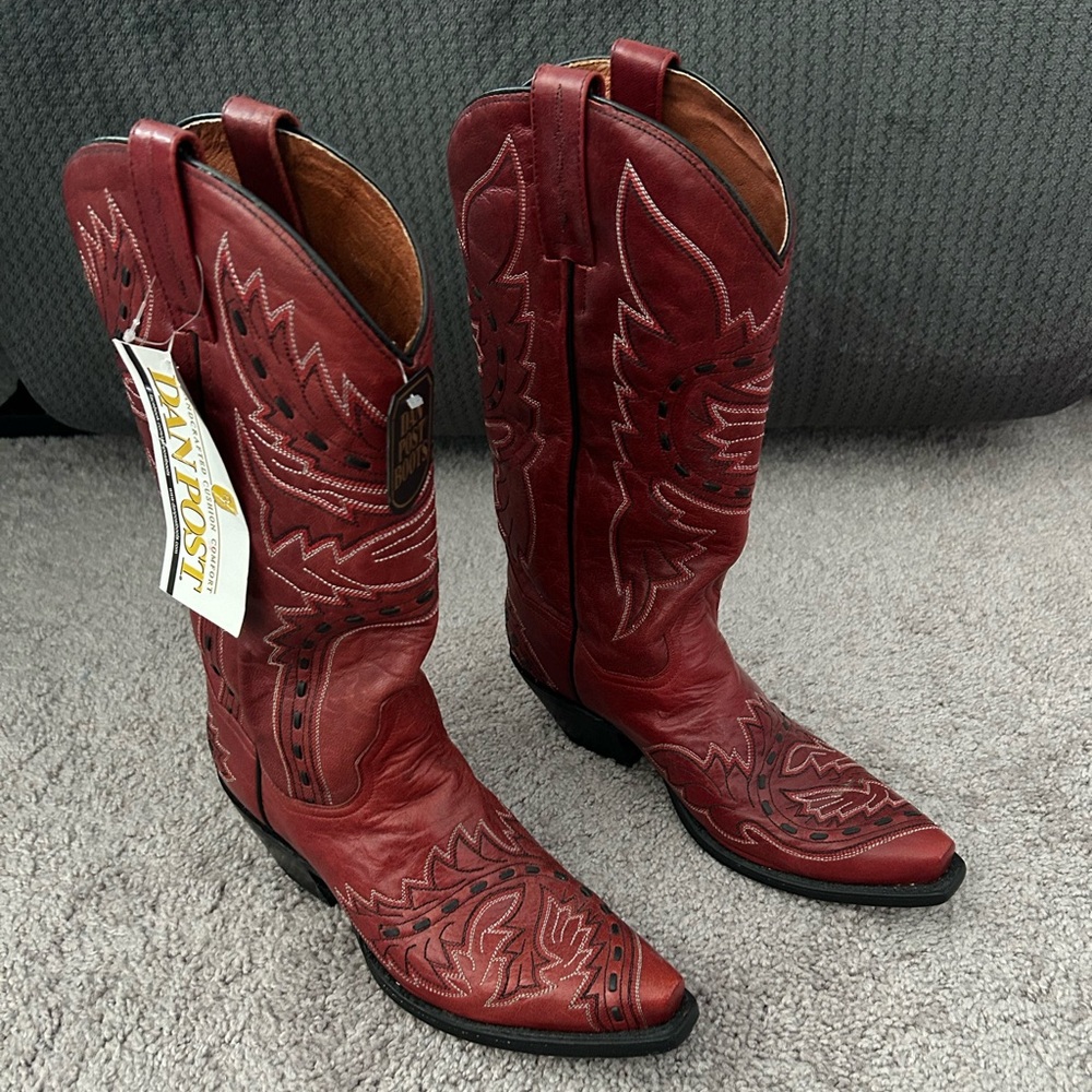 Dan Post Cowgirl Women's Size 8 Snip Toe Western Boots Embordered